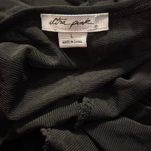 Vintage style Semi sheer Mesh embroidered crotchet flowy Top Sz L - Picture 4 of 16